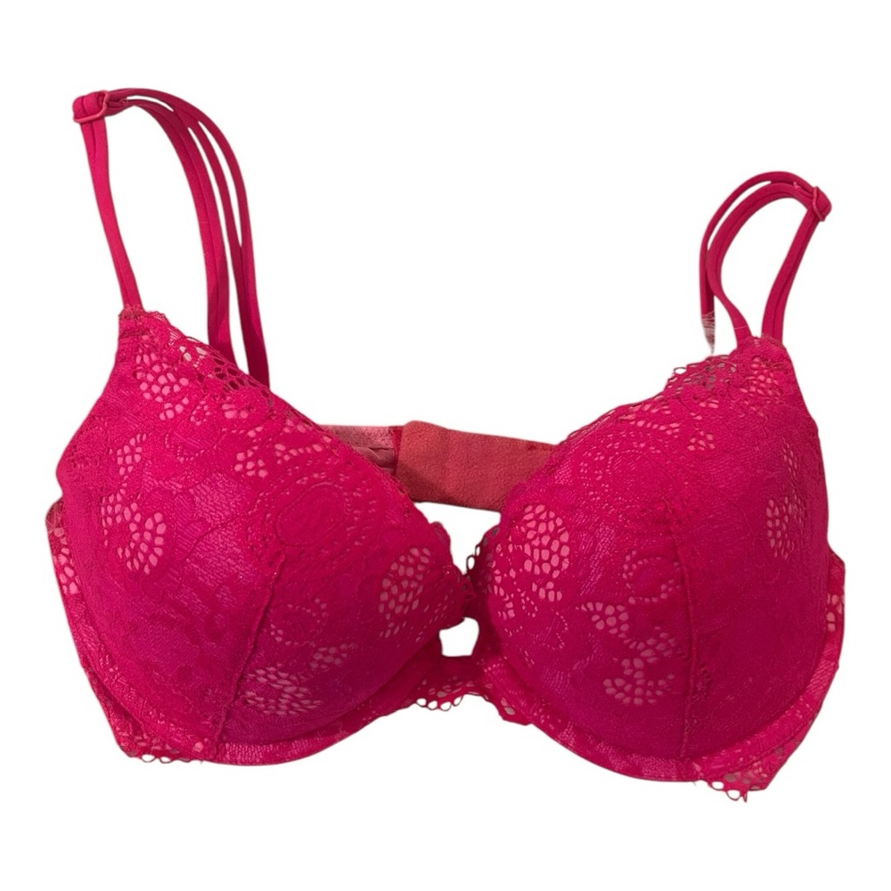 Victoria’s Secret Very Sexy Hot Pink Lace Push Up Underwire Bra Size 34 C